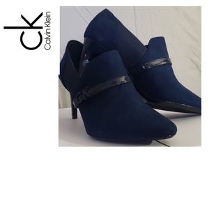 Calvin Klein Jacklyn Suede Booties, Navy Blue